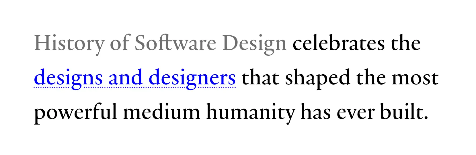 History of Software Design text selection